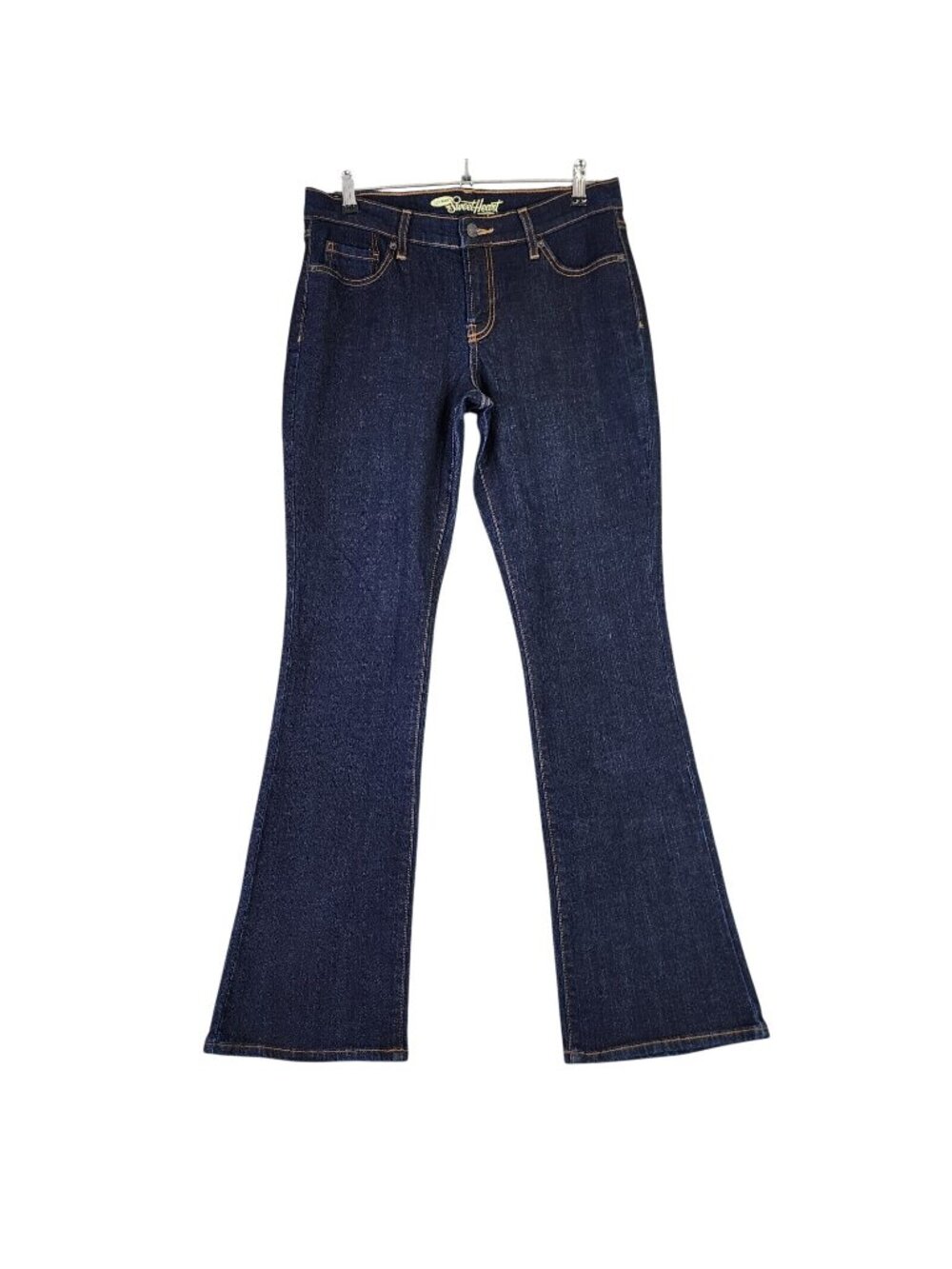 Womens Old Navy Sweet Heart Blue Denim Jeans Bootcut Cotton Blend Size 8 Long